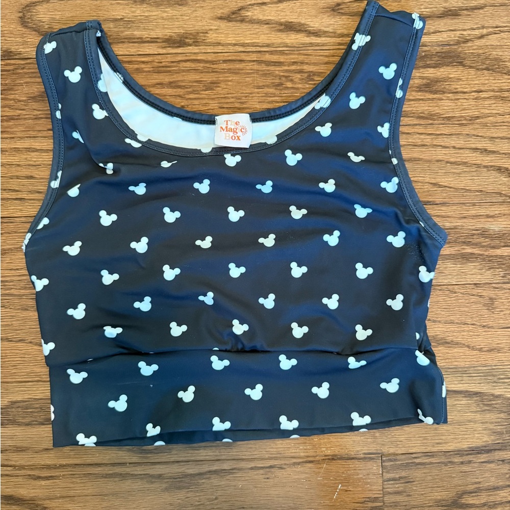 The Magic Shop Black Crop Top Mickey Mouse print